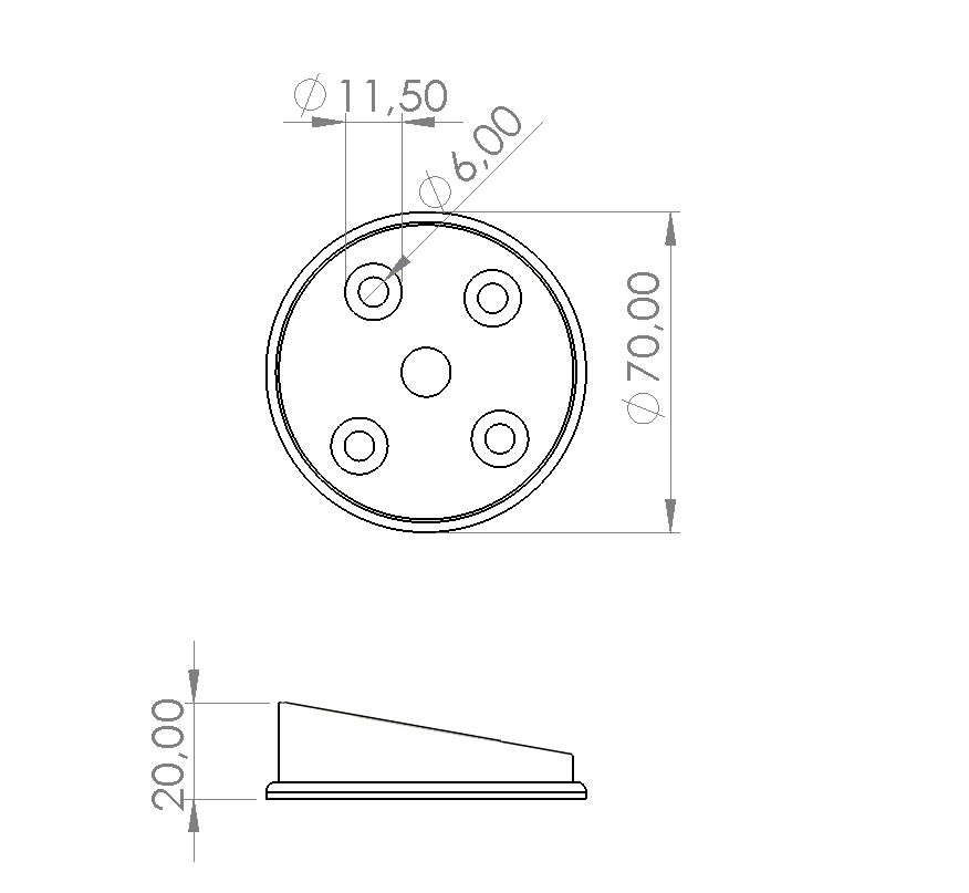 AÇILI BAĞLANTI PLASTİĞİ M8/M10 Ø70X20 MM
